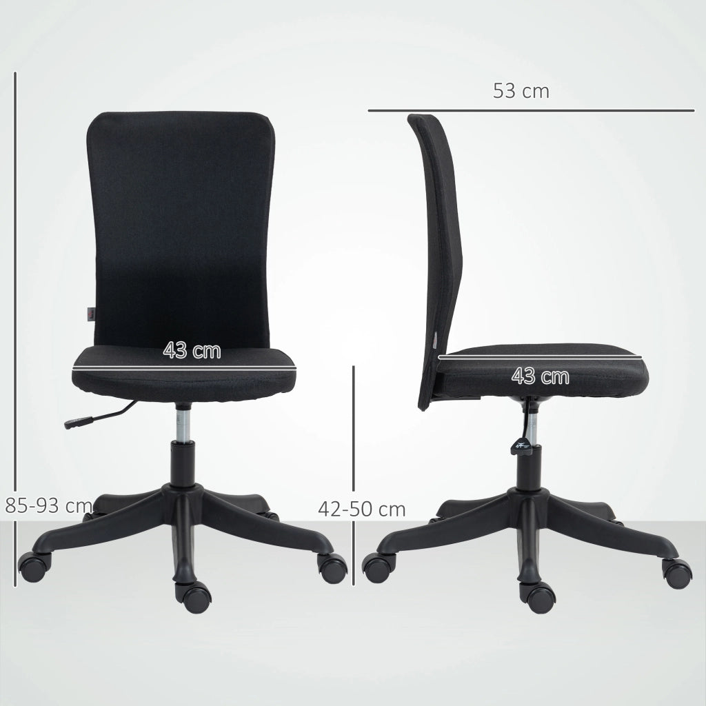 Sedia da Ufficio con Ruote ¨C Zephmum ¨C Altezza Regolabile, Rivestimento in Tessuto, 53x43x85-93 cm, Nero
