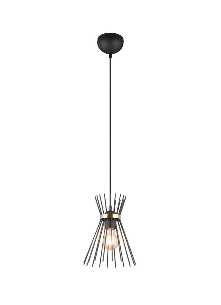 Lampada a sospensione ROD nera oro metallo E27 Ø20cm