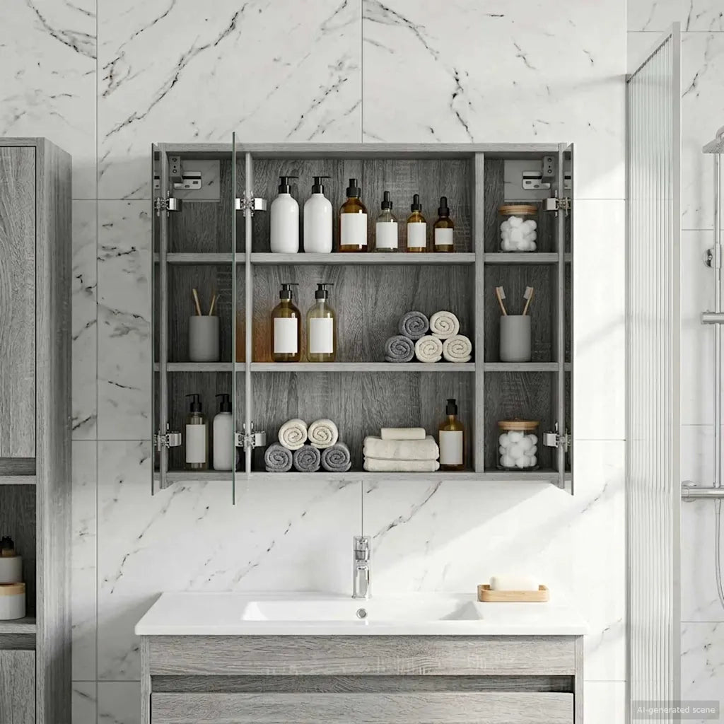 Mobiletto per specchio da bagno Grigio Sonoma