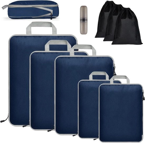 Organizzatore di compressione espandibile a 9 compartimenti, impermeabile, per organizzare bagagli o oggetti in casa o durante viaggi in mare