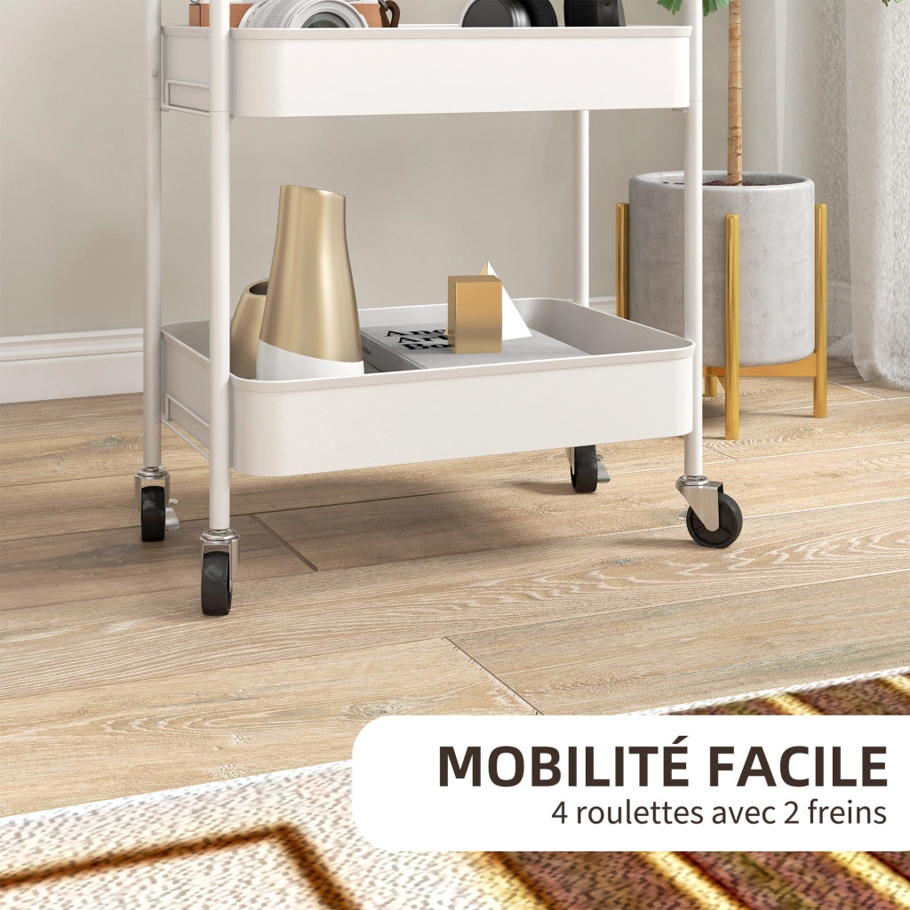 Carrello di servizio con 3 ripiani ¨C Zephmum ¨C Bianco 45x30.6x79 cm