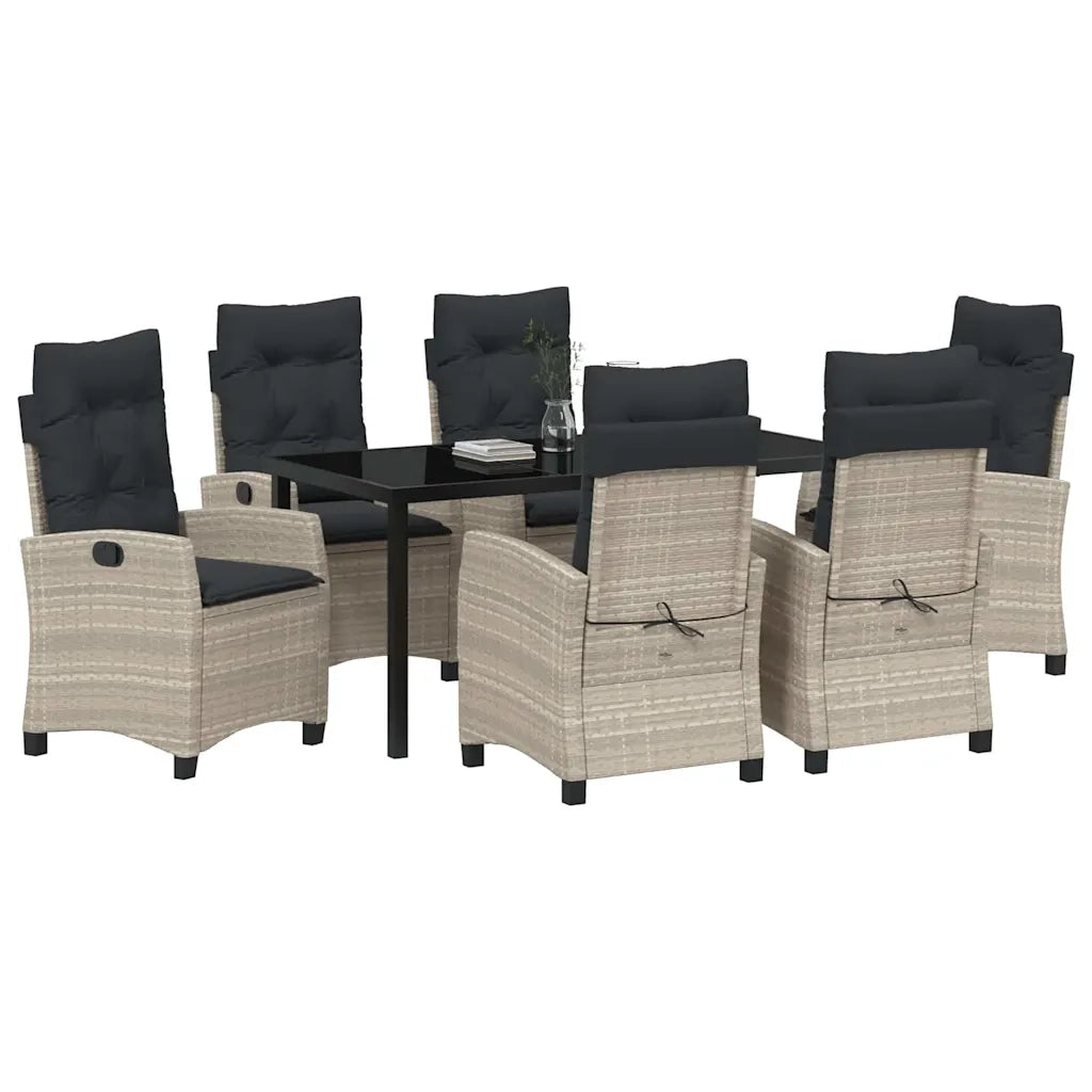 Set da Pranzo per Giardino 7 pcs Grigio chiaro polyrattan 3380411