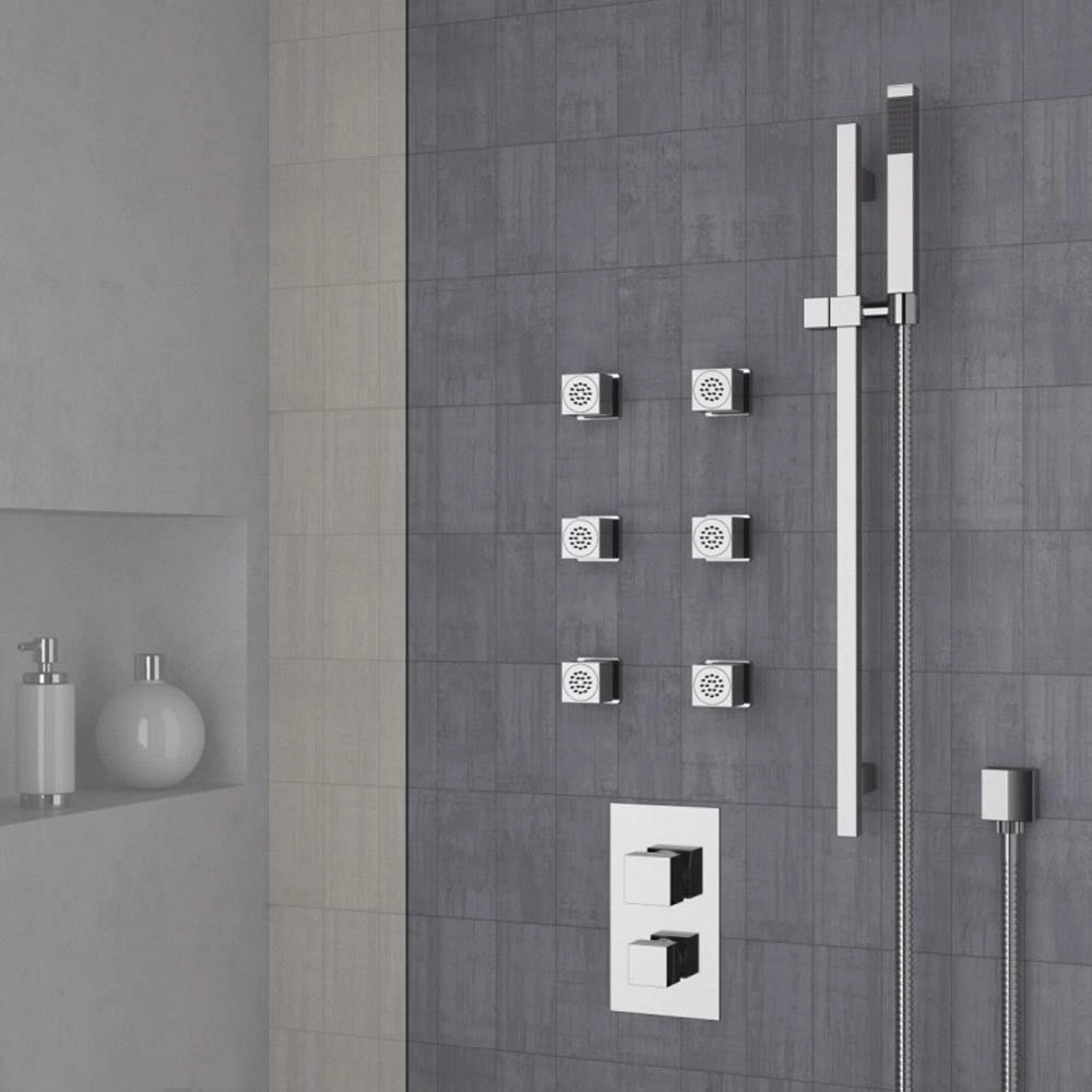 Rubinetto termostatico per doccia, con deviatore a 4 vie - serie skyline thermo