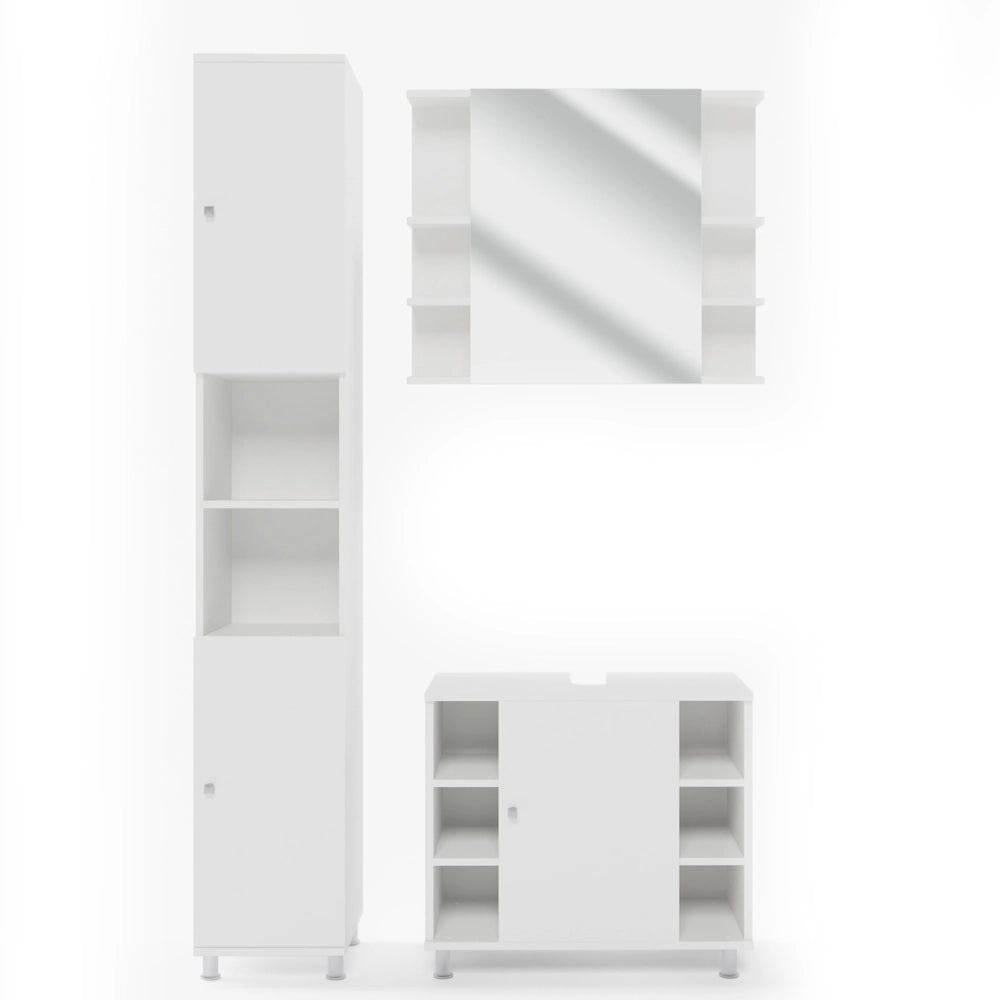 Vicco Set mobili bagno Bianco 3 parti, con colonna