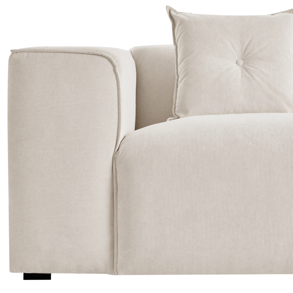 Divano Angolare Bianco Crema Velluto A Coste 3 Posti Cuscini Extra Dispersi versione sinistra stile Moderno