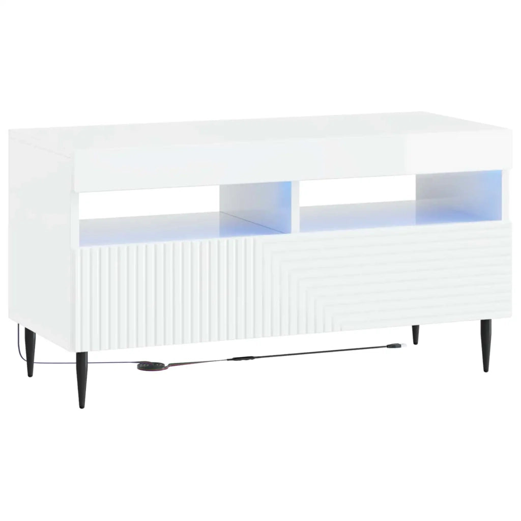 Mobile TV LED a 3 pezzi Bianco Lucido Legno ingegnerizzato 3416682