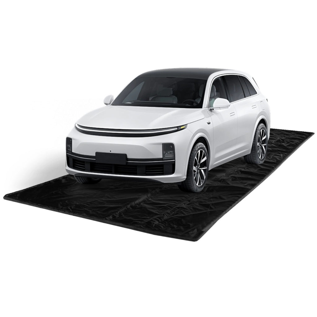 Tappeto per garage per riparazione auto impermeabile con raschietto per pavimenti, Adatto per SUV di media grandezza Nero M