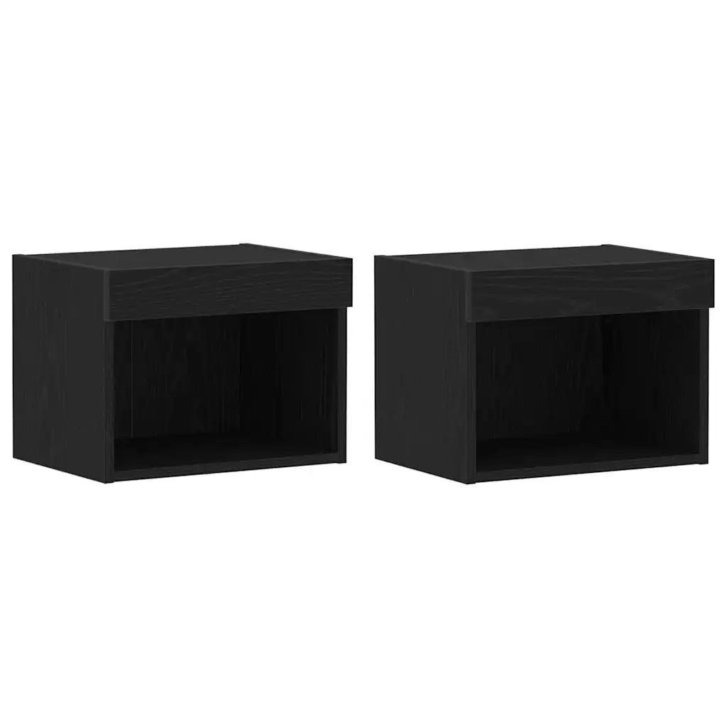 Set mobile TV con led 2 pz | Armadietto TV | Mobile Porta TV Rovere Nero 40 x 30 x 30 cm