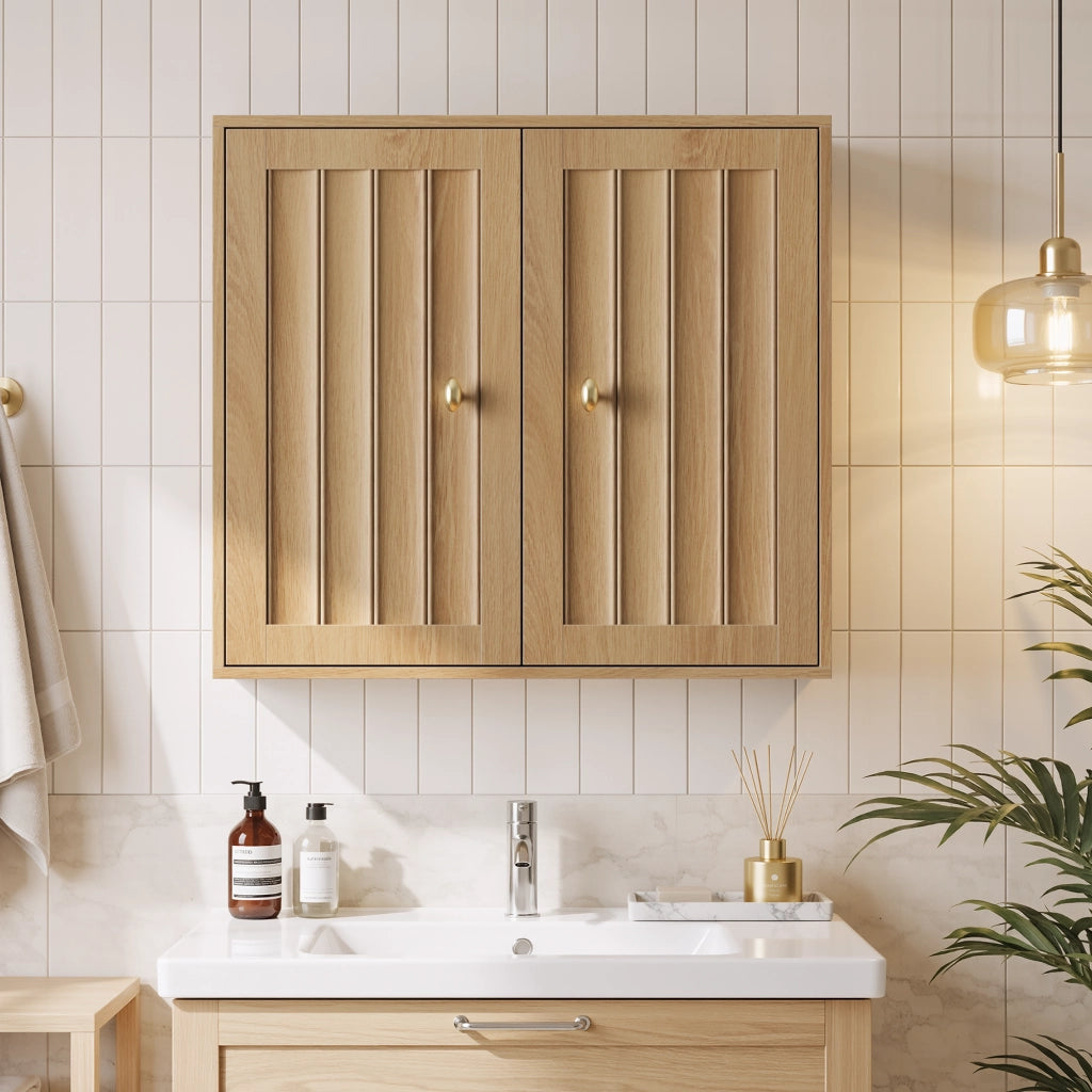 ARMADIO DA BAGNO A PARETE 61,5x20x56 cm Rovere a 2 ante