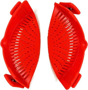 Sottile setaccio, 2 met clip da attaccare, setaccio termoresistente, per tutti i contenitori e i piatti (rosso)