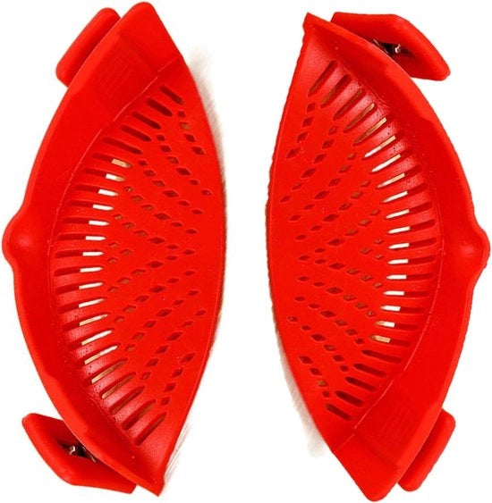 Sottile setaccio, 2 met clip da attaccare, setaccio termoresistente, per tutti i contenitori e i piatti (rosso)