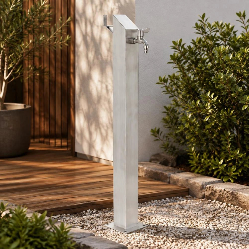 Garden Water Column, Stainless Steel, Square, 95 Cm