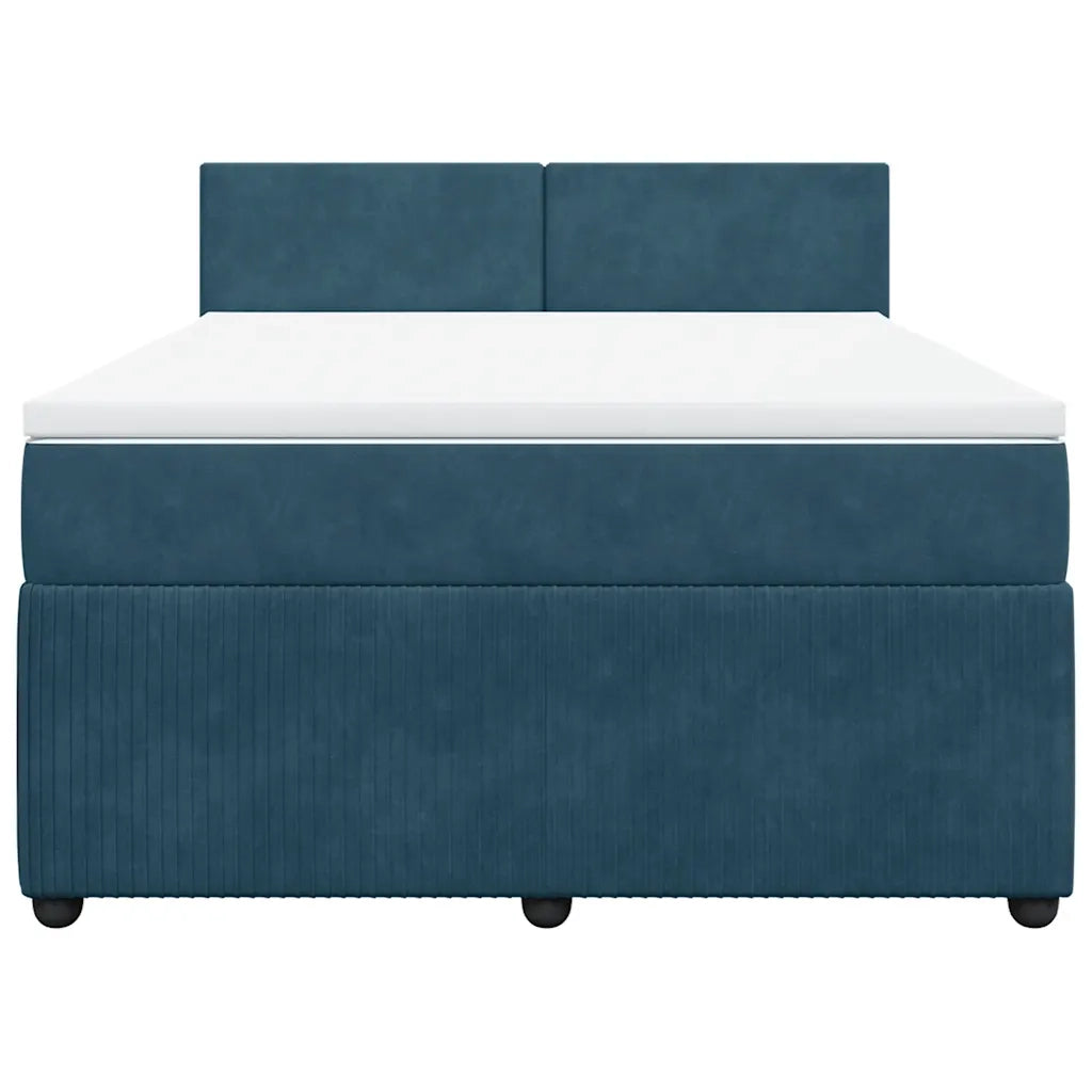 Giroletto a Molle con Materasso Blu 140x200 cm in Velluto 3287756