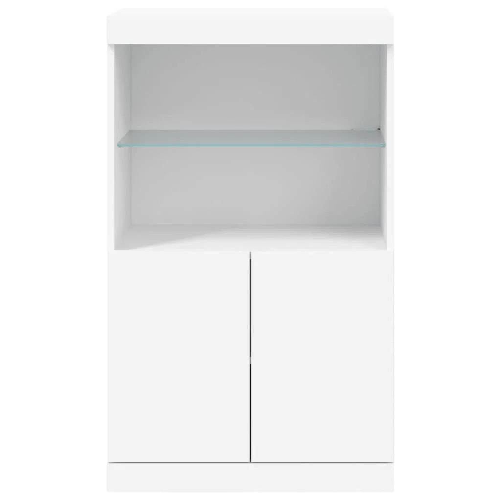 Buffet credenza cassettiera armadio mobile contenitore organizer per cucina soggiorno salotto con luci LED 60,5 x 37 x 100 cm bianco 02_0029854