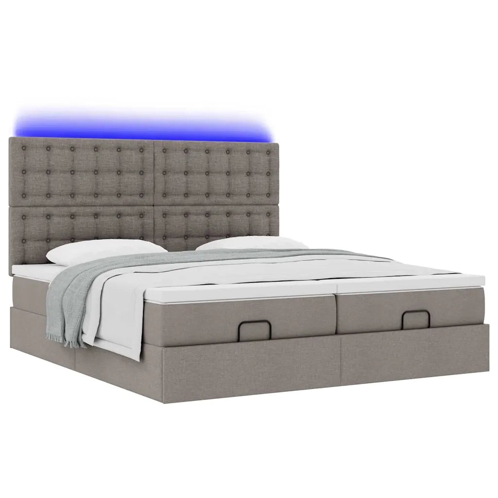 Struttura Letto Pouf con Materassi Tortora 160x200cm in Tessuto
