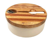 Kassel 93557 Zuccheriera in porcellana bianca con cucchiaio e coperchio in acacia