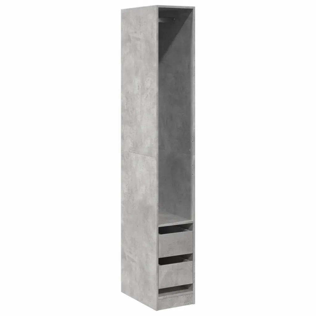 Armadio Grigio Cemento 30x50x200 cm in Legno Multistrato