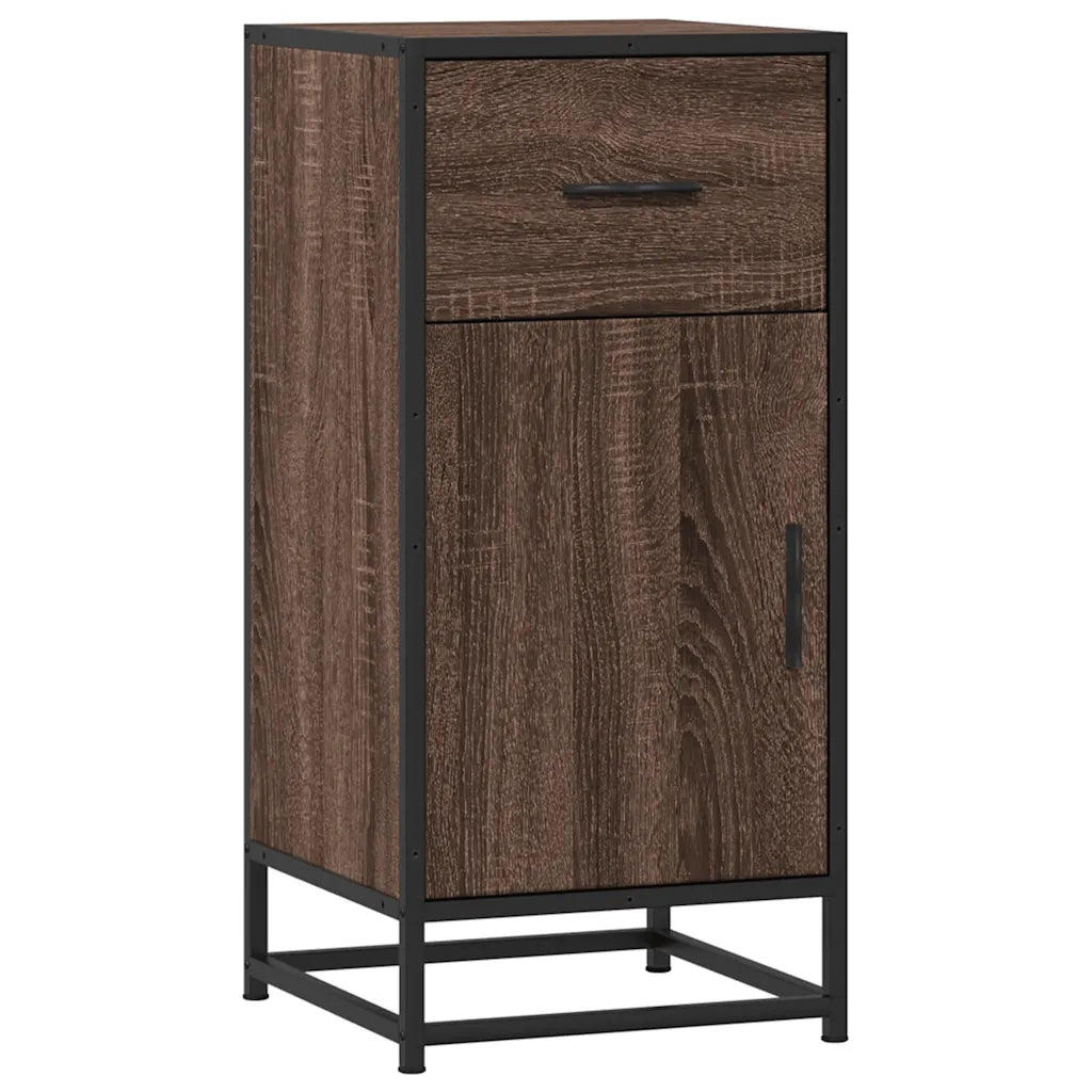 Credenza Rovere Marrone 35,5x35x76 cm in Truciolato e Metallo 848963