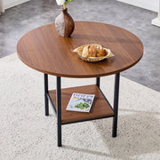 Tavolo da pranzo rotondo con ripiano contenitore in MDF e metallo per cucina e sala da pranzo 100 × 100 × 77 cm