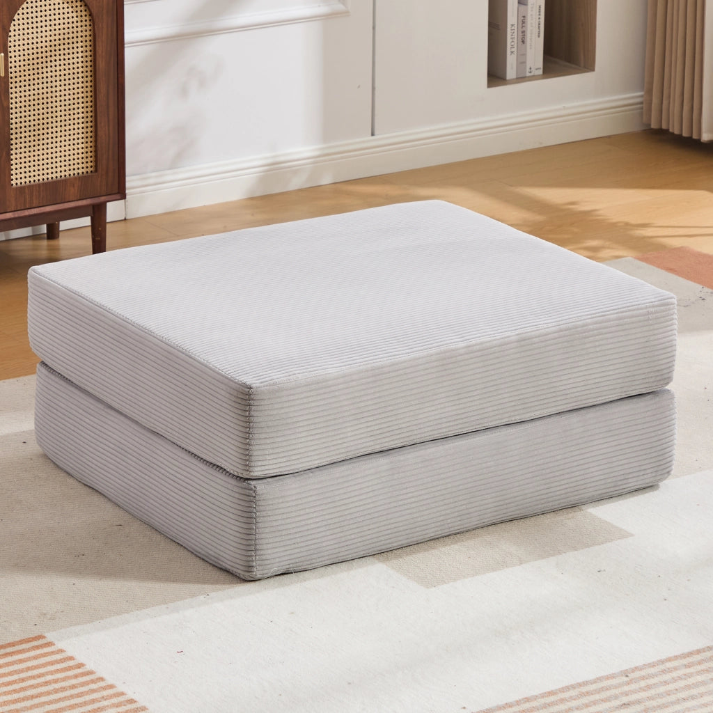 POUF letto pieghevole 109x190 cm in velluto a coste grigio chiaro