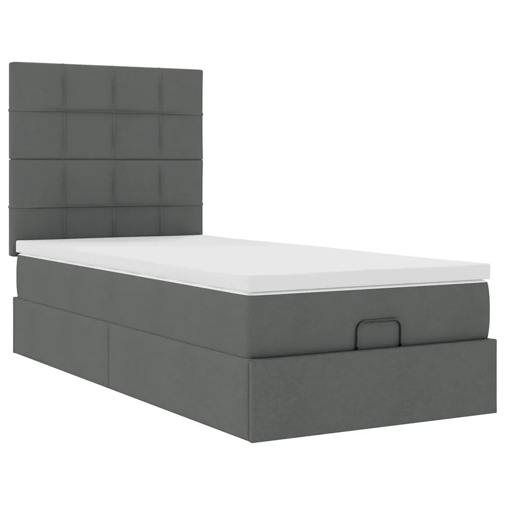 Pouf Letto con Materasso Grigio Scuro 90x200 cm in Tessuto 3313127