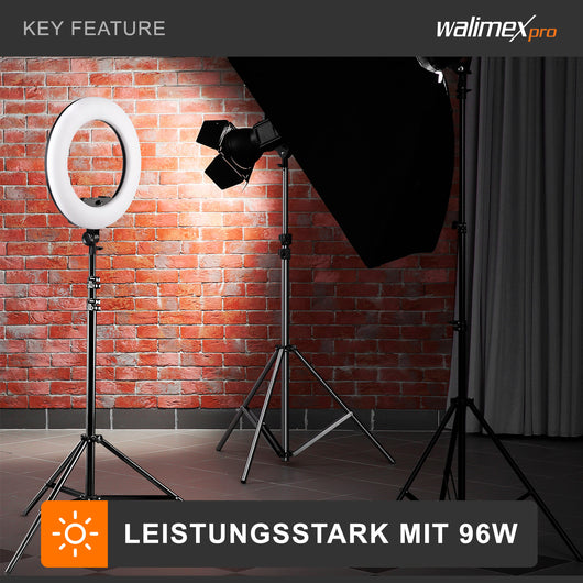 Ring light a LED Medow 960 Bi-Color, 3200-5500 K, Luce ad anello da 96 W per foto e video con telecomando, compatibile con treppiedi fotografici
