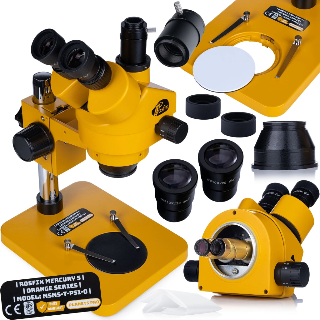 Microscopio Trinoculare Professionale Mercury S MSMS-T-PS1-O – Zoom 7-45x | Sistema Ottico Greenough | Serie Orange