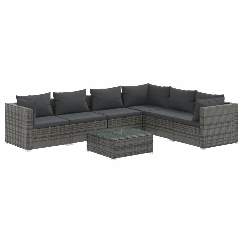 Set Divani da Giardino 8 pz con Cuscini in Polyrattan Grigio 3101733