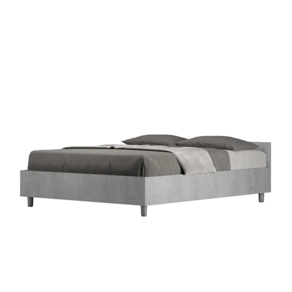 Letto matrimoniale francese con rete 140x190 cemento Nuamo