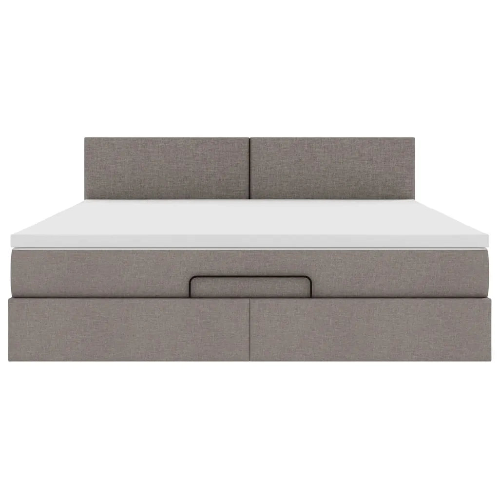 Struttura Letto Pouf con Materasso Tortora 160x200cm in Tessuto 3312240