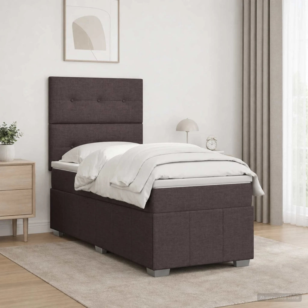 Letto Box Spring LED con Materasso Marrone Scuro 100 x 200 cm 3455538