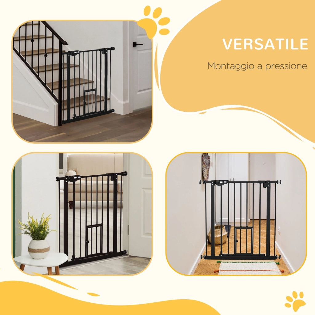 EasyComfort Cancelletto per Cani Estensibile con Fissaggio a Pressione e Chiusura Automatica, 68x76.2 cm, Nero