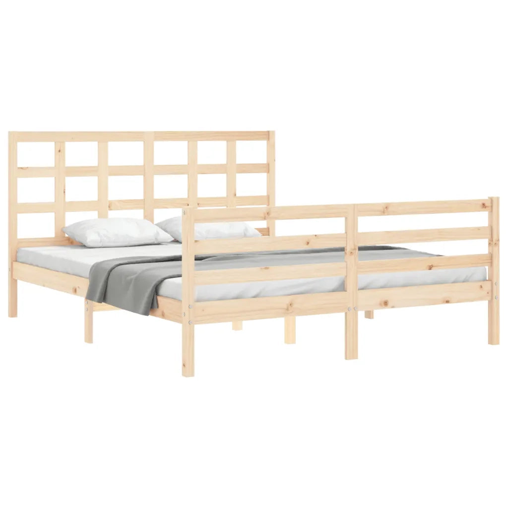 Giroletto con Testiera-Struttura Letto con testiera 160x200 cm in Legno Massello 776663