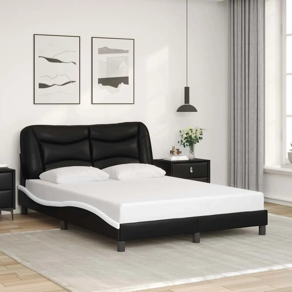 Giroletto senza Materasso Hvar Nero e Bianco 140x200 cm in Similpelle 3208007