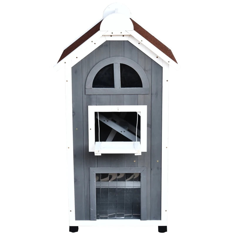 CUCCIA per gatti a due piani 59x55x109 cm legno grigio