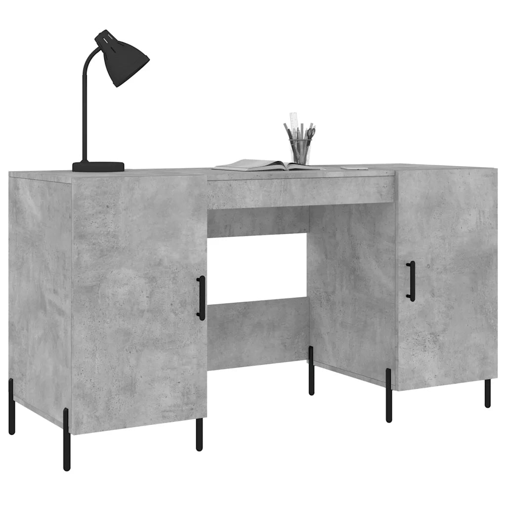 Scrivania | Tavolo da Ufficio Grigio Cemento 140x50x75 cm in Legno Multistrato