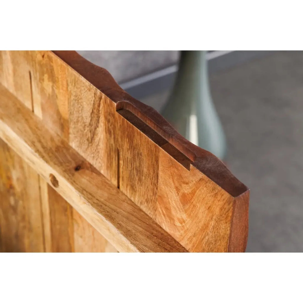 Buffet ZENWOOD 180 cm – Legno massiccio scolpito 3D e metallo nero – 4 porte