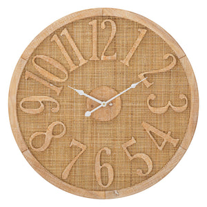 Orologio da Muro Boho Ø 60x4,5 cm in Rattan