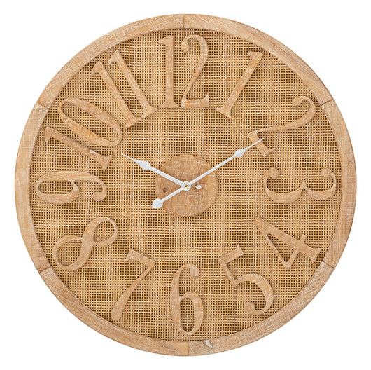 Orologio da Muro Boho Ø 60x4,5 cm in Rattan