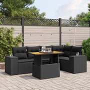 Set Divano da Giardino 6 pz con Cuscini Nero in Polyrattancod mxl 115497