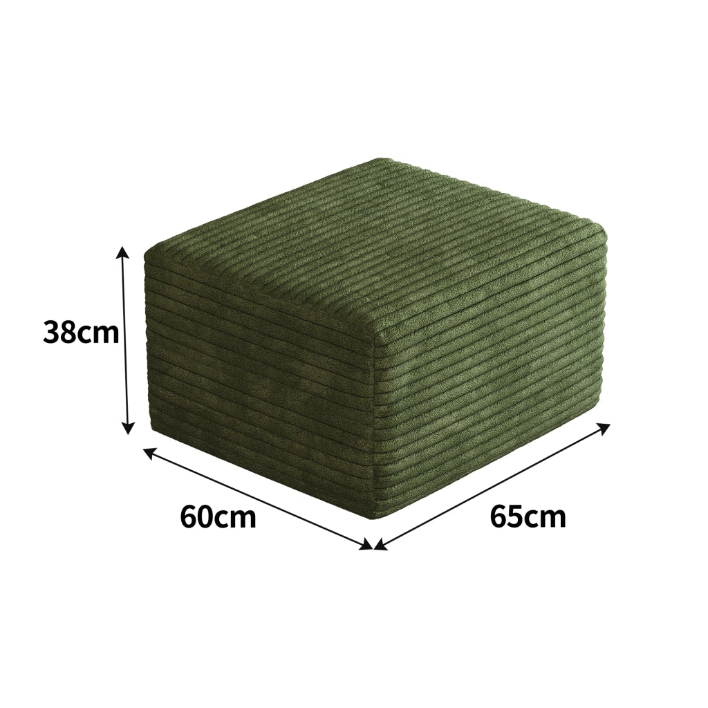 Pouf modulare con seduta morbida, senza montaggio, in tessuto, Verde