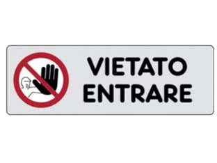 TARGHETTA ADESIVA VIETATO ENTRARE- - cm.15X5h. - 10 pezzi