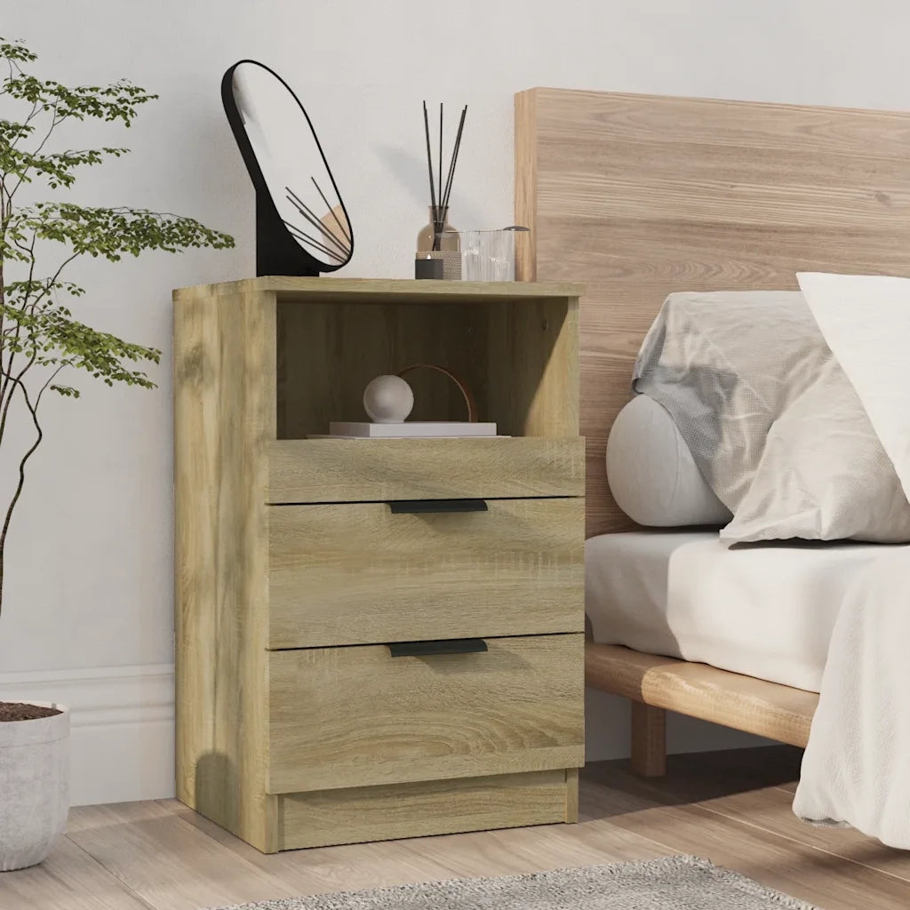 Comodini 2 pz-Set di 2 Tavolino da notte Rovere Sonoma in Legno Multistrato 127599