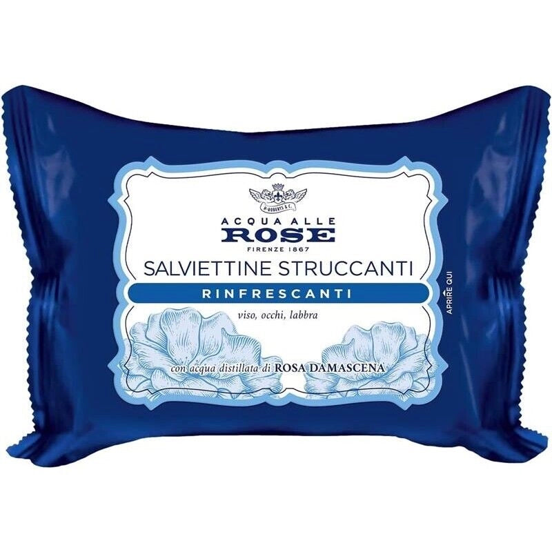 ACQUA ALLE ROSE SALVIETTINE STRUCCANTI RINFRESCANTI PER TUTTI I TIPI DI PELLE 20 SALVIETTINE