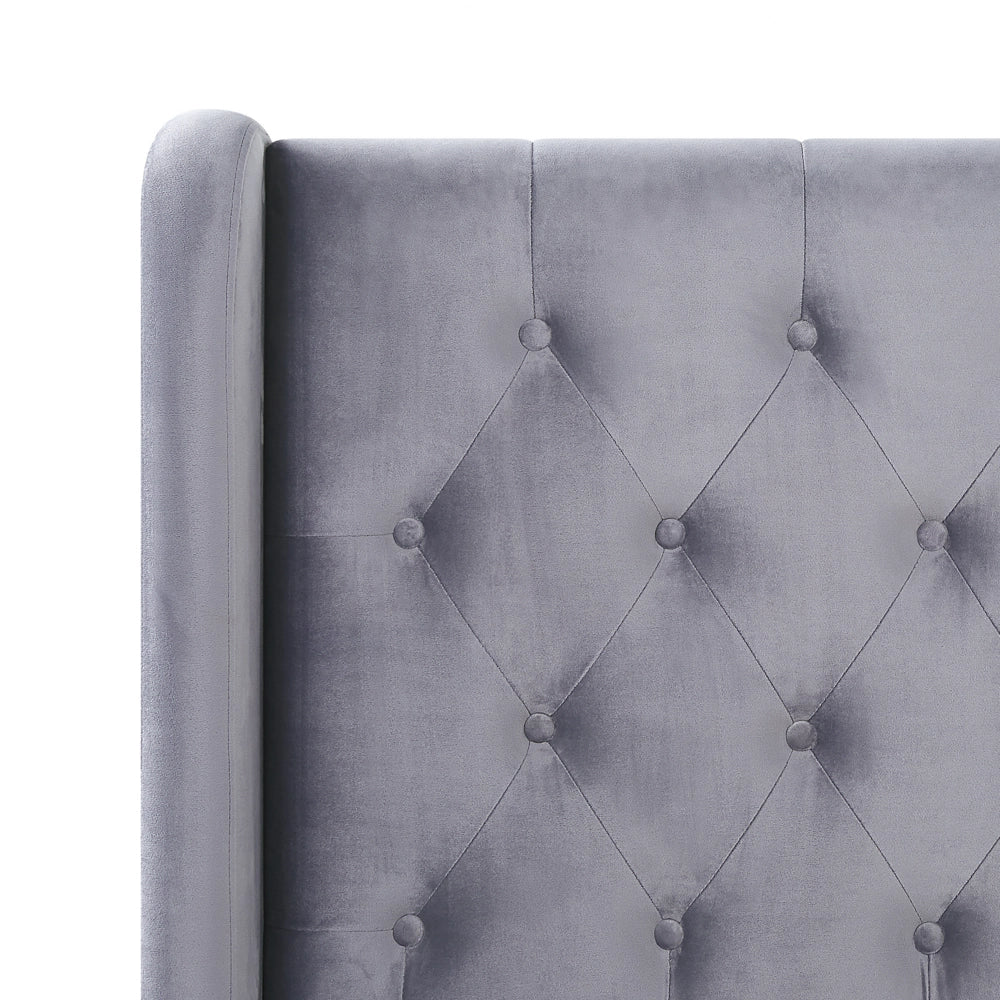 Letto matrimoniale in velluto grigio 180 x 200 cm design moderno