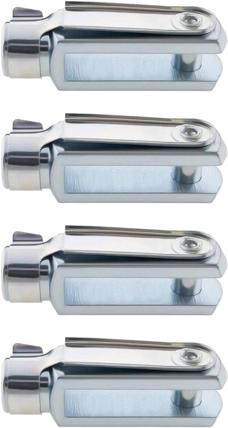 Clevis per Luchtcilinder - Requisito Y-connector - 4 pezzi Clevis a Gaffetta Lunga con Veerspeld Rechtsdraad Luchtcilinder Staaf Clevis Uiteinde Binnendraad, 43mm di Lunghezza.
