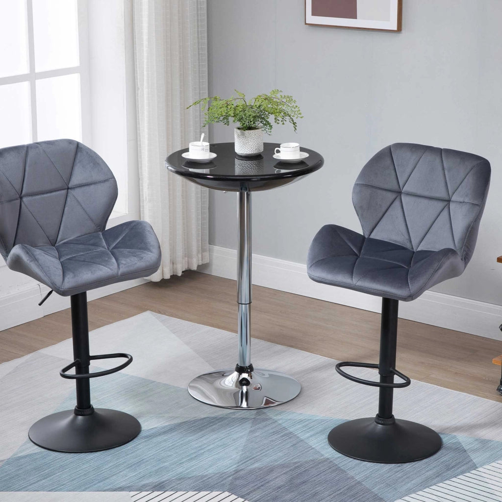 EasyComfort Tavolo Rotondo da Bar con Piano Girevole, Altezza Regolabile con Leva a Gas e Base in Acciaio, Φ61x76-97cm, Nero