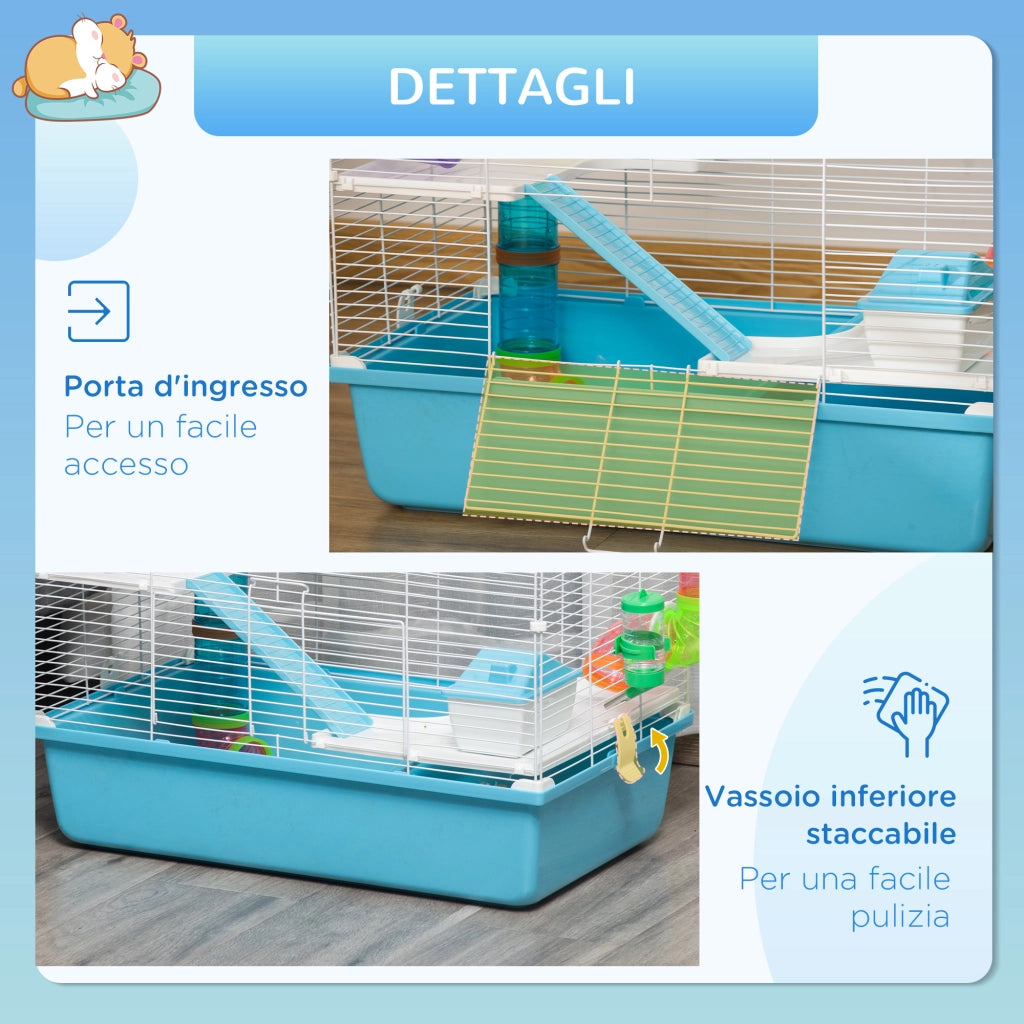 Gabbia per Criceti 3 Livelli con Tubi e Casetta ¨C Zephmum ¨C 59x36x47 cm