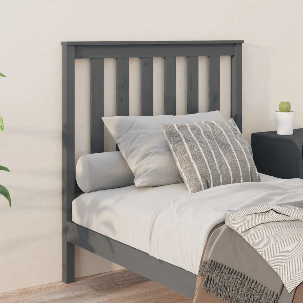 Testiera per Letto Grigia 96x6x101 cm in Legno Massello di Pino 818502