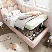 Letto da giorno imbottito 90x190 cm con contenitore idraulico, rete in metallo, velluto rosa, senza materasso